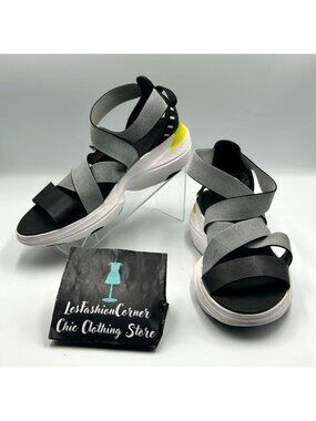 Sorel Women's Grey Black Explorer Blitz Wedge Strappy Sandals Size 9.5 3336